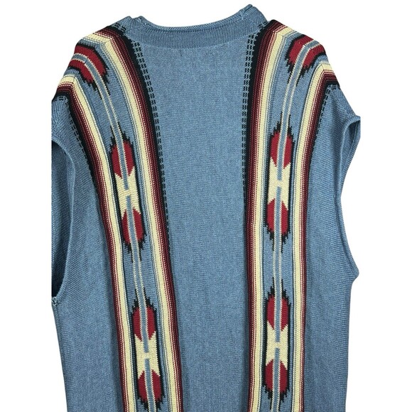 Vintage Chaps Denim Vest Women’s 2X Southwest Aztec Knit Boho Western Layering - Picture 10 of 13
